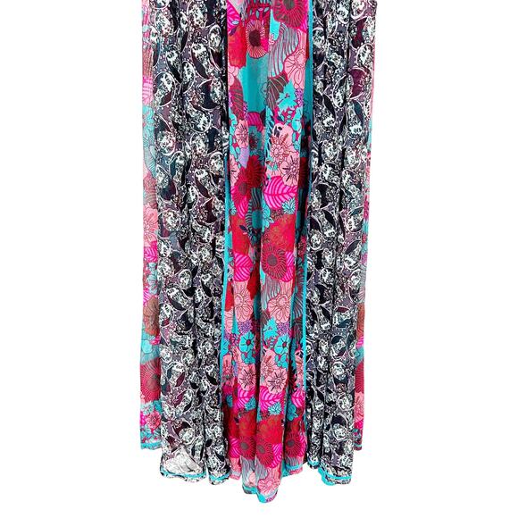 Maaji Floral Mixed Print Sheer Sleeveless Maxi Dress Sz M - Picture 3 of 6